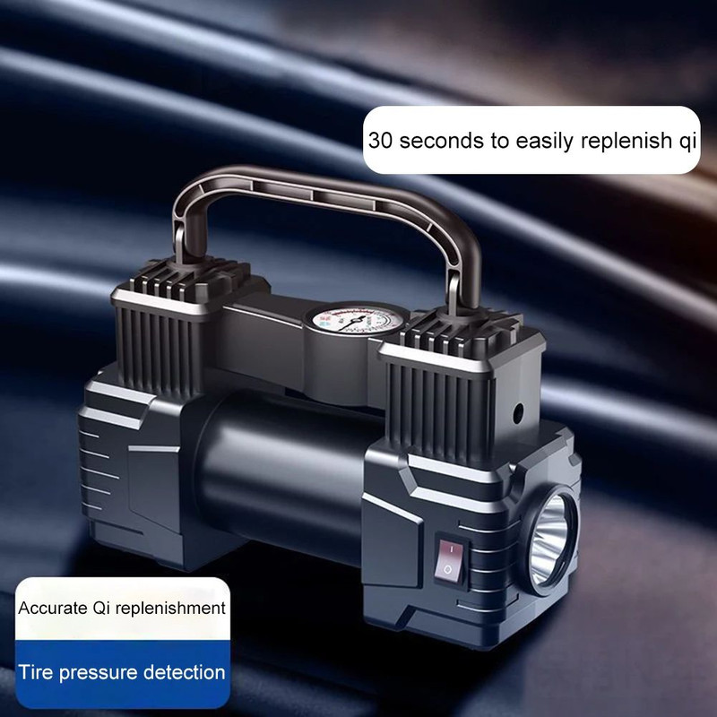 Air Compressor Dual Cylinder Tire Inflator Heavy Duty Car Electric Air Pump With LED Light Portable 4