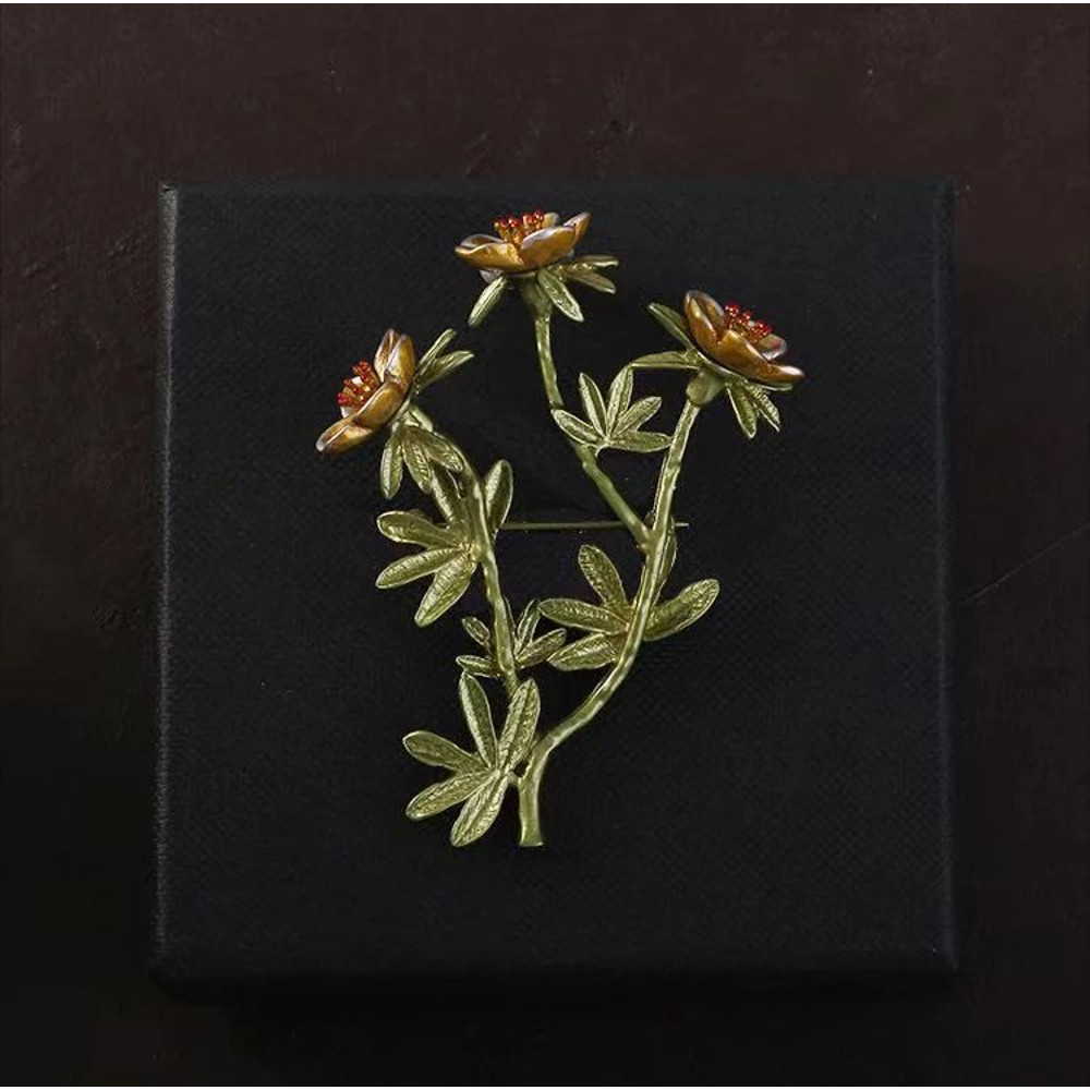 Women Vintage Flower Pearl Brooch Pins Elegant Palace Enamel Plant Corsage For Wedding Party Jewelr