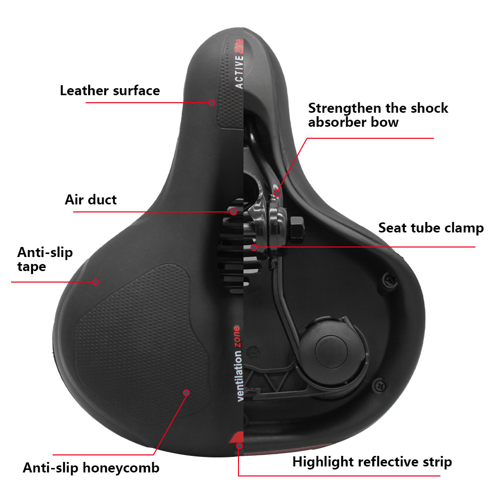 Hollow Breathable Bicycle Saddle ShockAbsorbing MTB Road Bike Seat 5