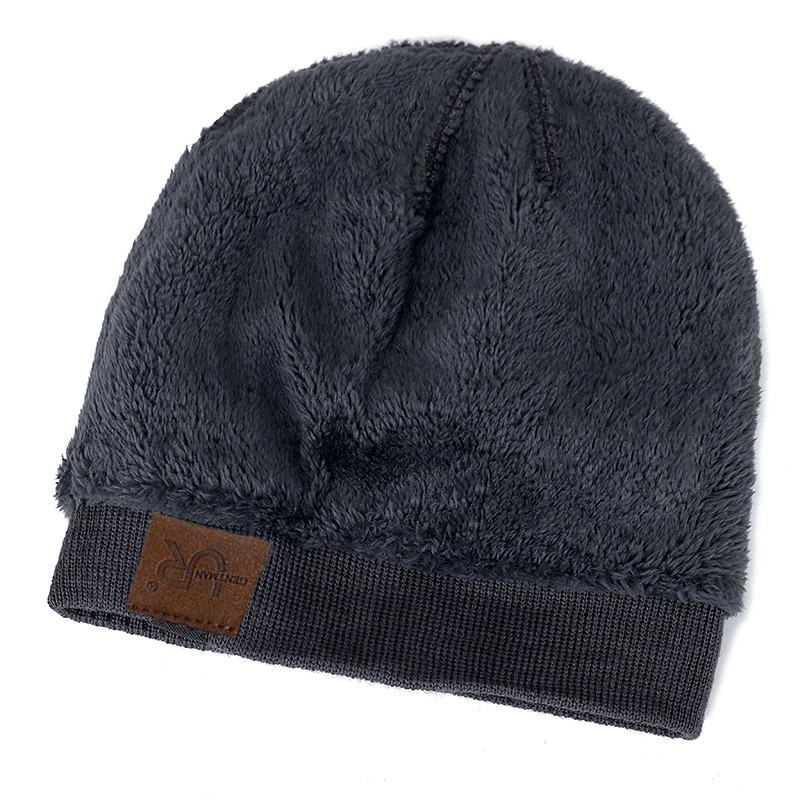 Label Winter Hat  Solid Color Knitted Beanie For Outdoor Sports  Cold Weather 2