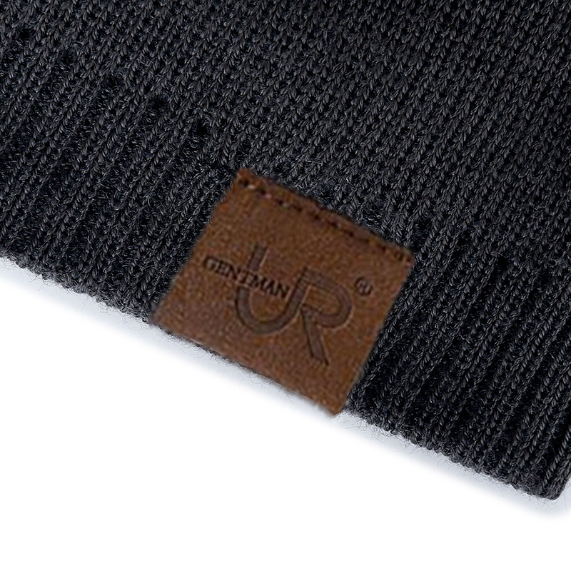 Label Winter Hat  Solid Color Knitted Beanie For Outdoor Sports  Cold Weather 3