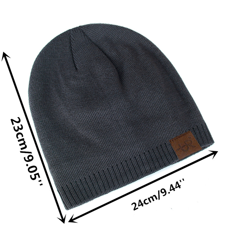 Label Winter Hat  Solid Color Knitted Beanie For Outdoor Sports  Cold Weather 4