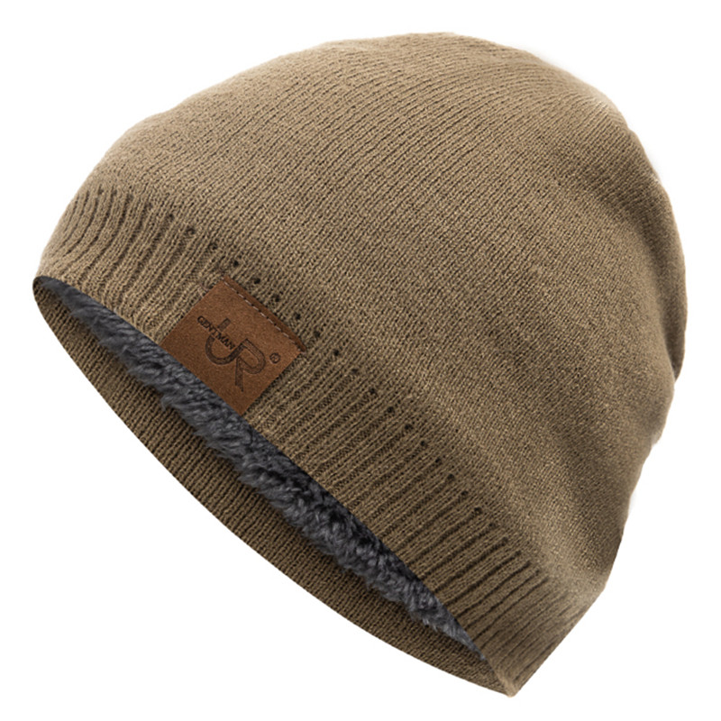 Label Winter Hat  Solid Color Knitted Beanie For Outdoor Sports  Cold Weather 6
