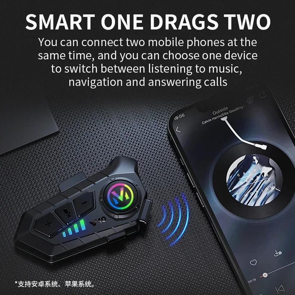 Wireless Motorbike Bluetooth Headset  HandsFree Helmet Earphone With 2000mAh Battery  Waterproof De 3