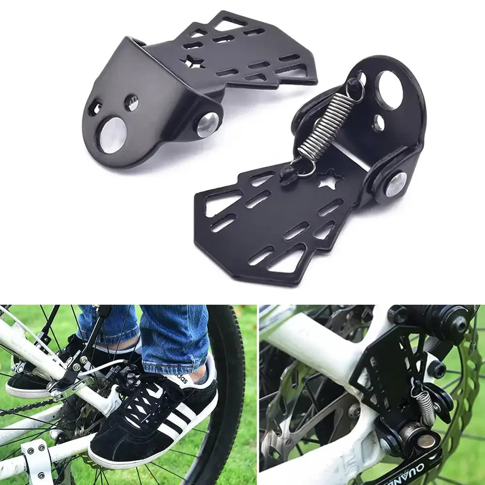 MTB Rear Seat Footrest Durable Folding Footboard For Back Wheel NonSlip Bike Pedals 2