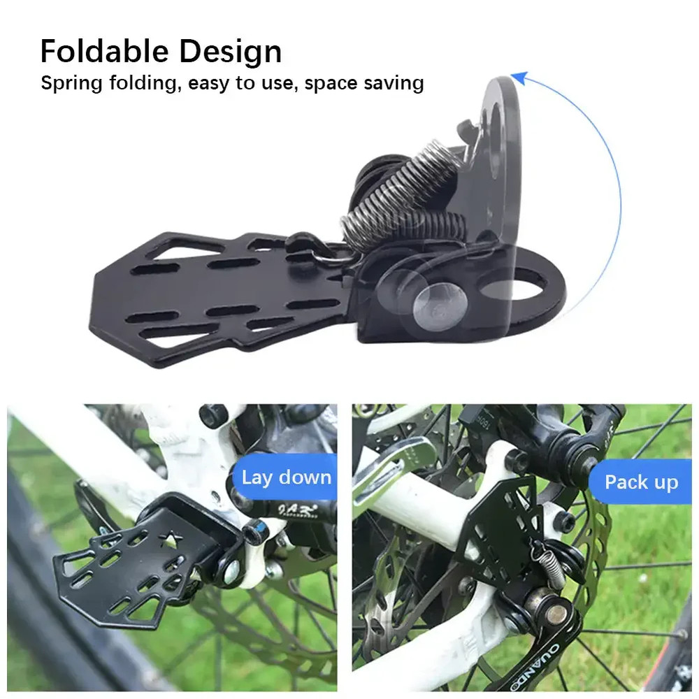 MTB Rear Seat Footrest Durable Folding Footboard For Back Wheel NonSlip Bike Pedals 4