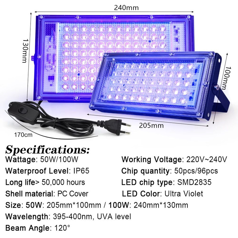 LED UV Floodlight Ultraviolet Blacklight Waterproof Stage Lamp For Disco Party Outdoor Indoor Light 1