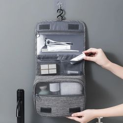 men waterproof oxford fabric toiletries organizer – portable travel wash pouch for business & cosmetic storage bag