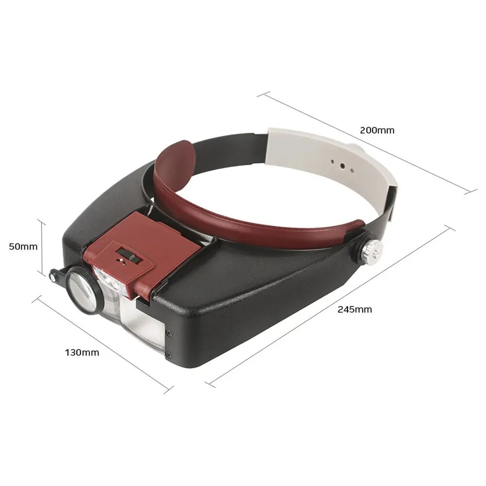 LED Headband Magnifier Glasses Adjustable Optivisor Loupe For Reading Crafts  Repair With Bright Du 5