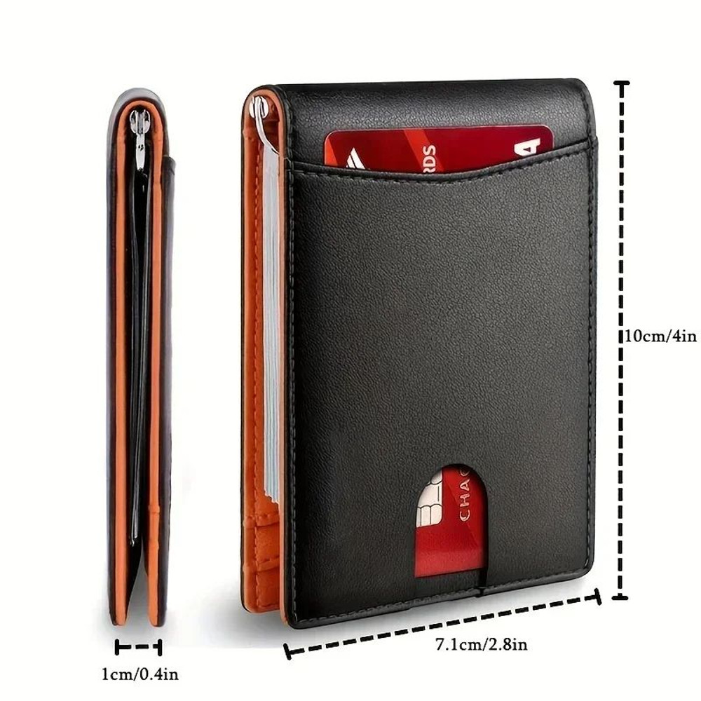 Synthetic Leather Slim Smart Wallet For Men RFID Blocking Credit Card Holder With Money Clip Thin M 1