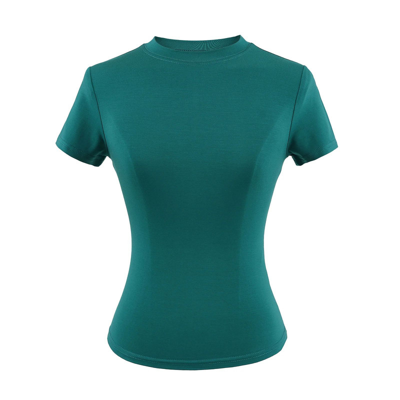 Slim Casual T Shirt Solid Short Sleeve Women Top HighQuality Fashion Trend 4