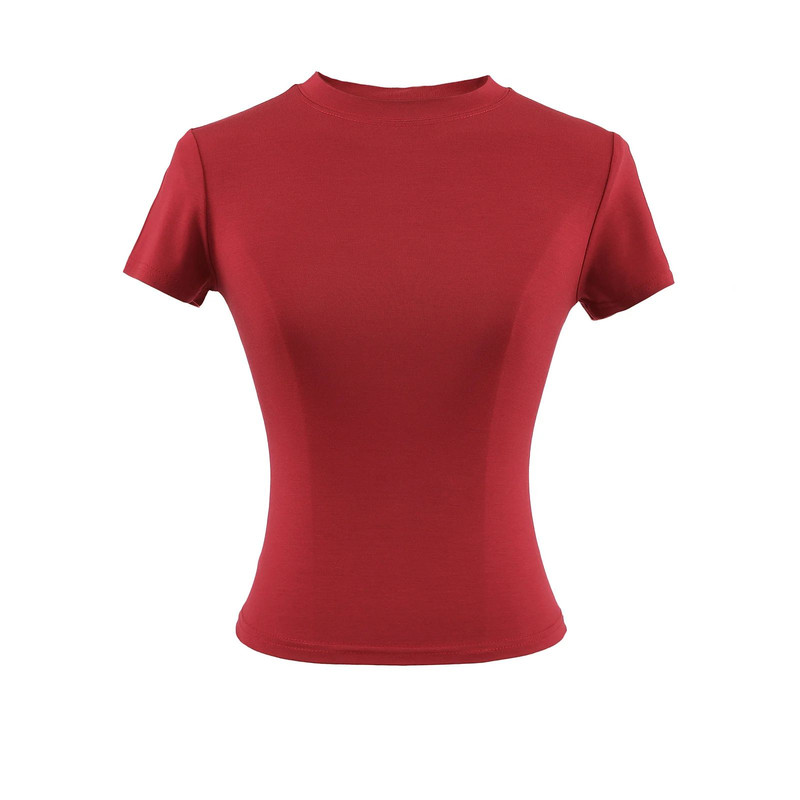 Slim Casual T Shirt Solid Short Sleeve Women Top HighQuality Fashion Trend 6