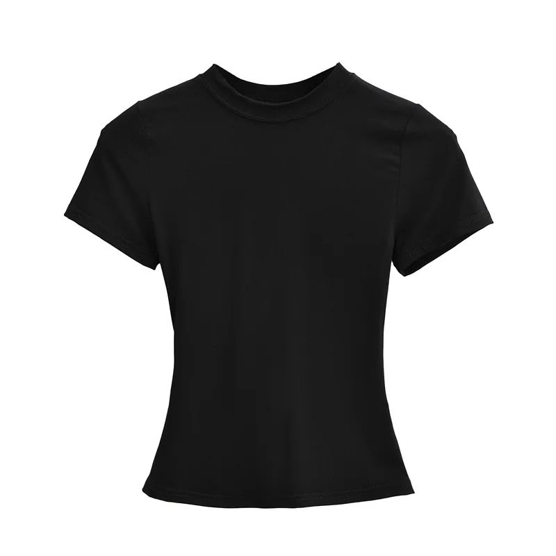 Slim Casual T Shirt Solid Short Sleeve Women Top HighQuality Fashion Trend 1