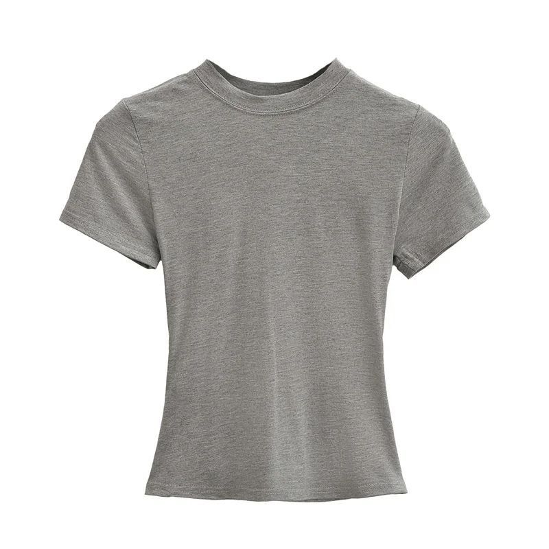 Slim Casual T Shirt Solid Short Sleeve Women Top HighQuality Fashion Trend 2