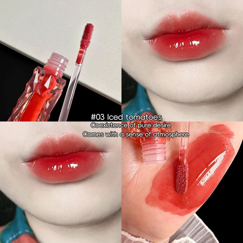 Long Lasting Waterproof Mirror Lip Gloss Transparent Glass Shine Easy HaloDyeing Moisturizing Color