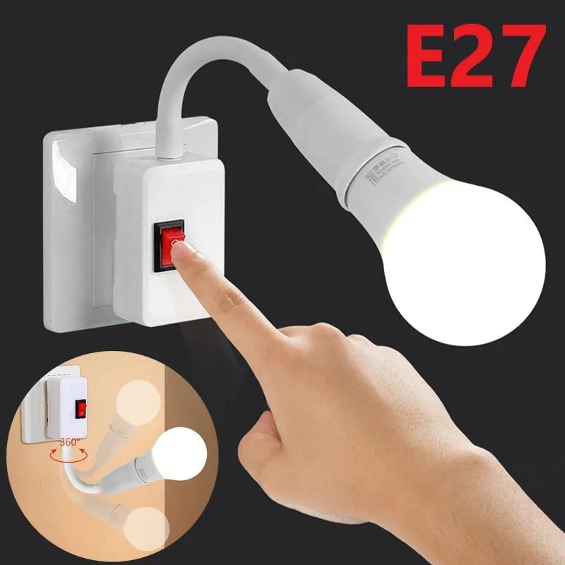 Direct Plug In Rotary Lamp Head Socket Lamp Converter With Switch LED Table Lamp Base Adapter 0