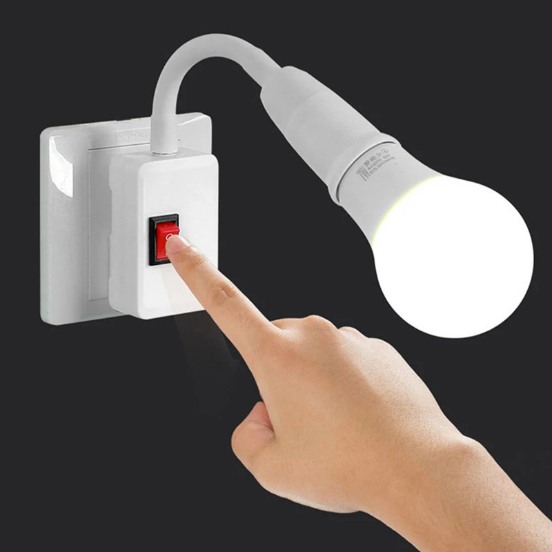 Direct Plug In Rotary Lamp Head Socket Lamp Converter With Switch LED Table Lamp Base Adapter 4
