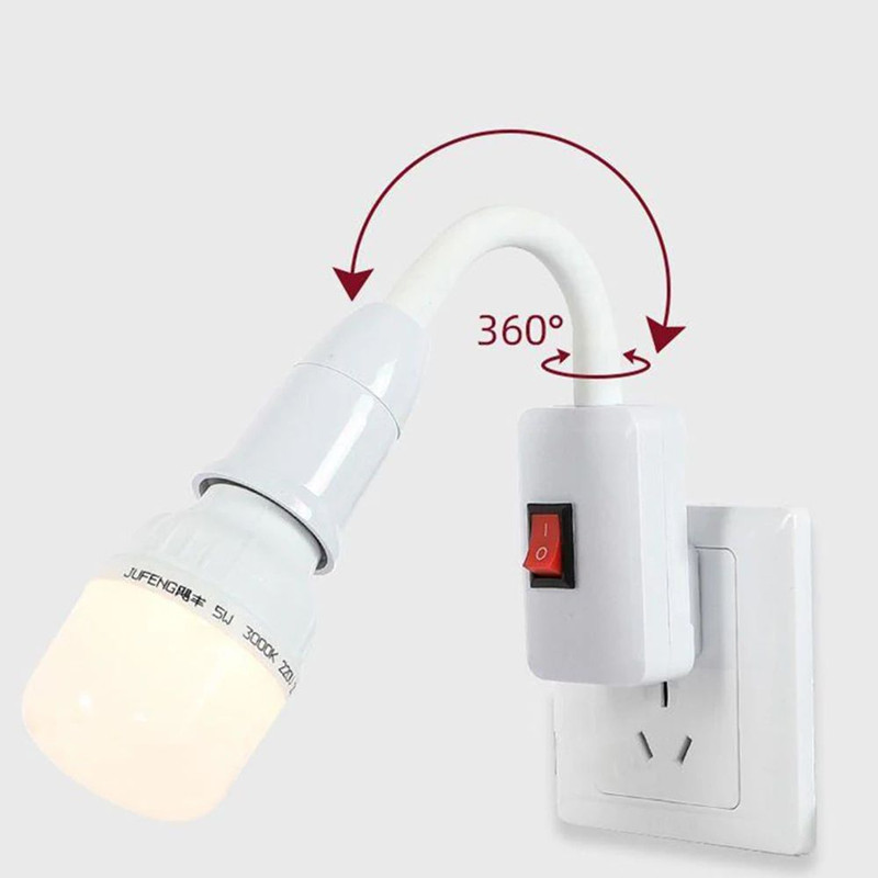Direct Plug In Rotary Lamp Head Socket Lamp Converter With Switch LED Table Lamp Base Adapter 5