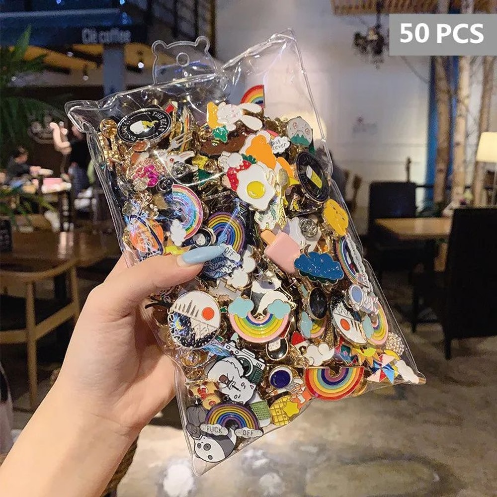 Cute Enamel Pin Badges Random Animal Plant Metal Brooches For Backpack Lapel Jewelry Women Kids 8