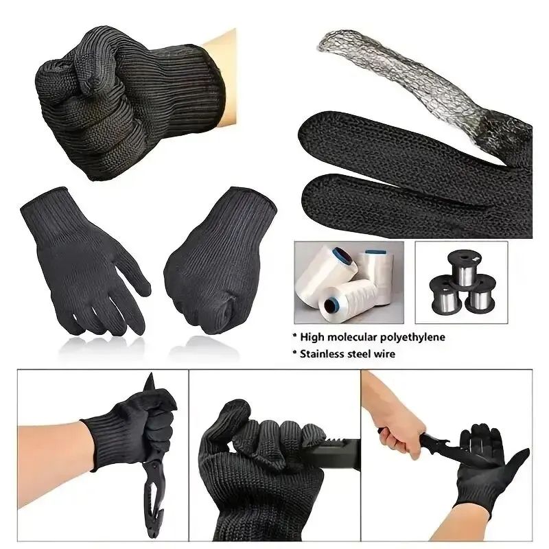 1 Pair Stainless Steel Wire CutResistant AntiCutting Safety Gloves Durable Protective Work Gloves 3