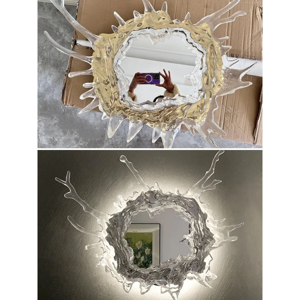 Modern Water Flower With Mirror Wall Lamp Decorative Light For Living Room Corridor Bathroom Dress 4