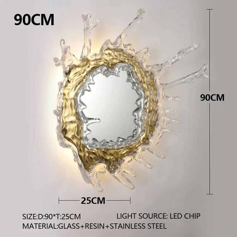 Modern Water Flower With Mirror Wall Lamp Decorative Light For Living Room Corridor Bathroom Dress 9