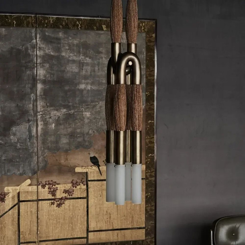 Nordic Vintage Horsehair Sconce Wall Lamp Designer Copper LED Wall Light For Bedroom Corridor Hotel 2