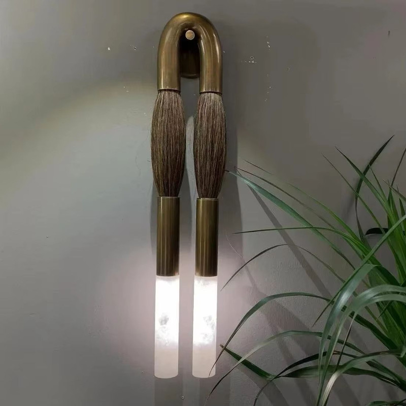 Nordic Vintage Horsehair Sconce Wall Lamp Designer Copper LED Wall Light For Bedroom Corridor Hotel 6