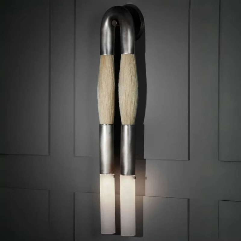 Nordic Vintage Horsehair Sconce Wall Lamp Designer Copper LED Wall Light For Bedroom Corridor Hotel 7