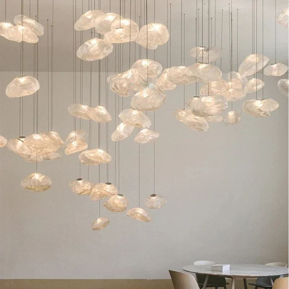 Modern Cloud Design Smoky Grey Glass Pendant Light Handcrafted Blown Glass Hanging Lamp For Living 5