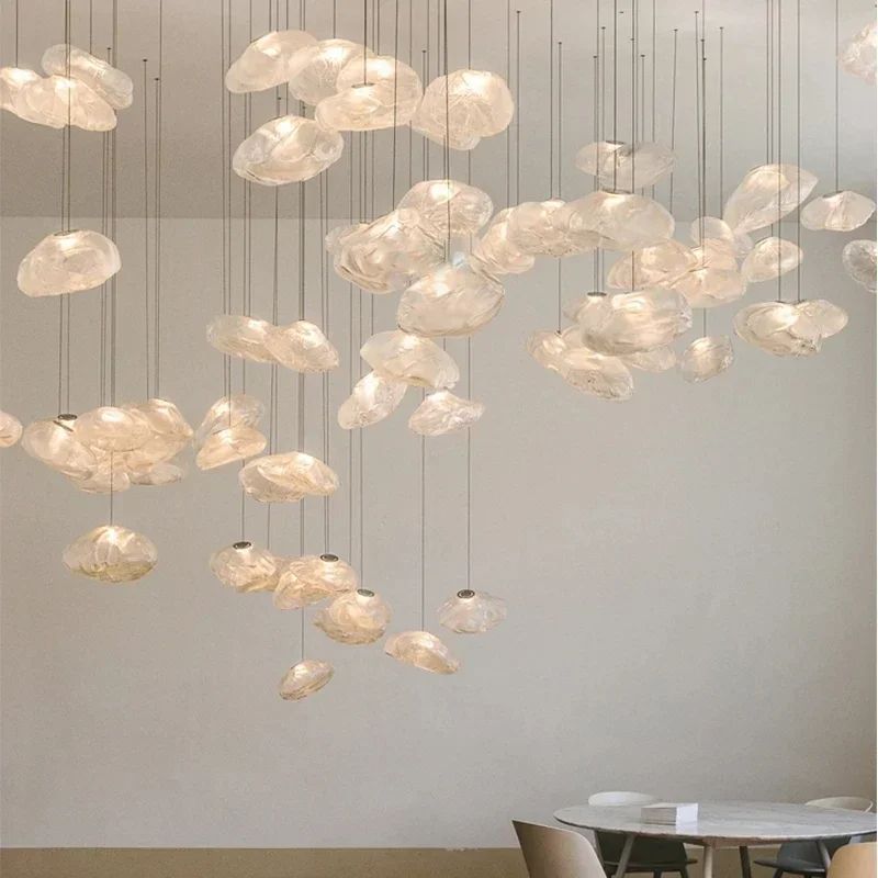 Modern Cloud Design Smoky Grey Glass Pendant Light Handcrafted Blown Glass Hanging Lamp For Living 5