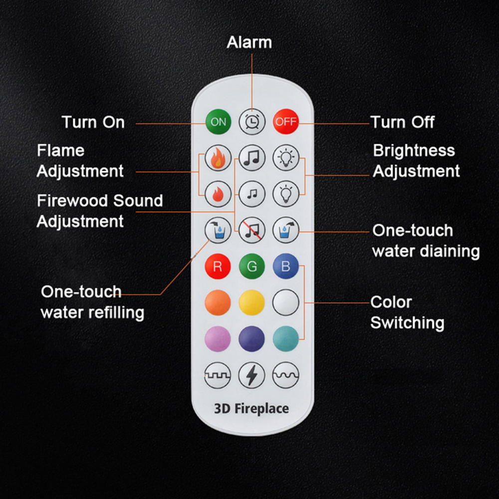 3D Electric Fireplace With Water Steam Humidifier Smart Home LED Flame Crackling Sound For WallTV 3