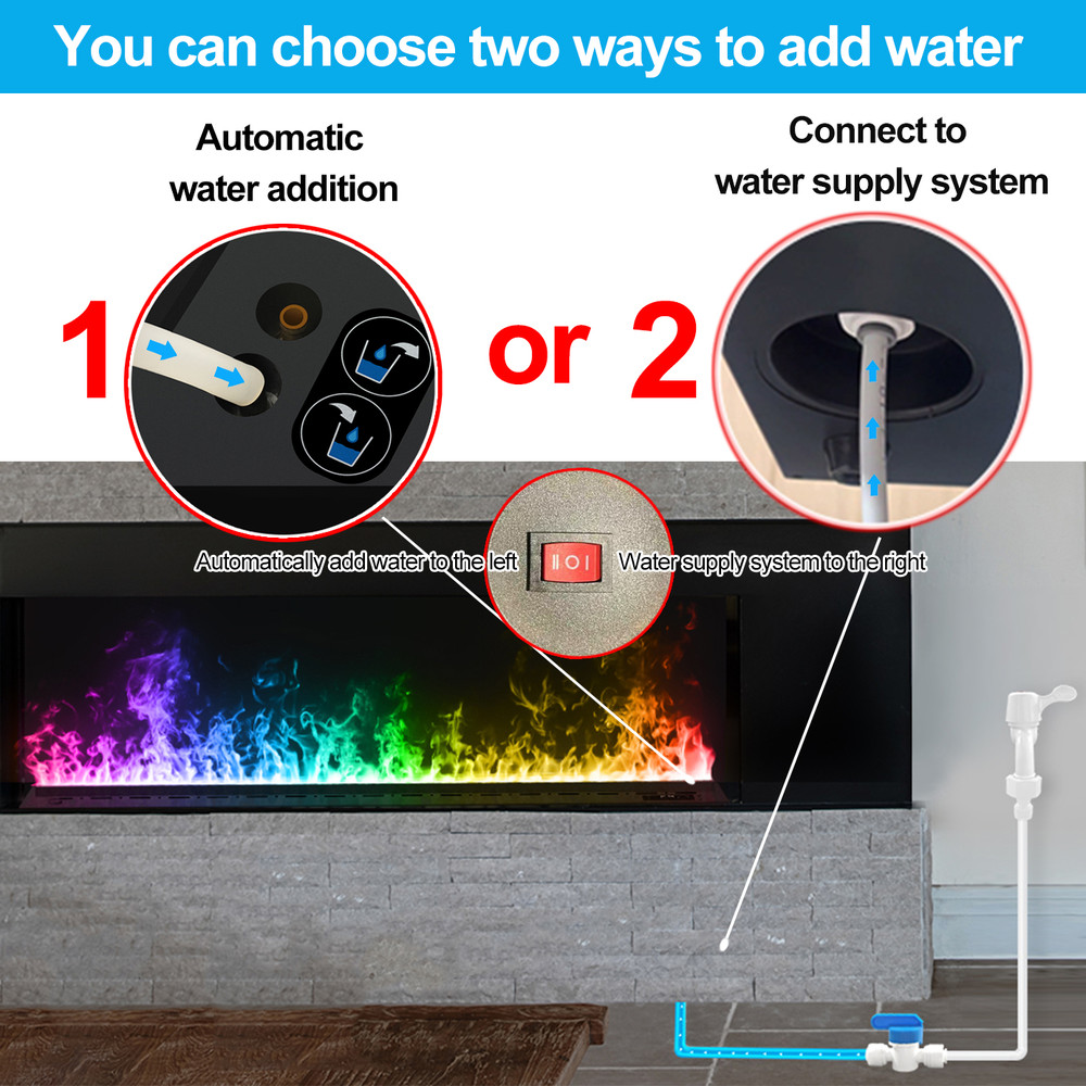 3D Electric Fireplace With Water Steam Humidifier Smart Home LED Flame Crackling Sound For WallTV 2