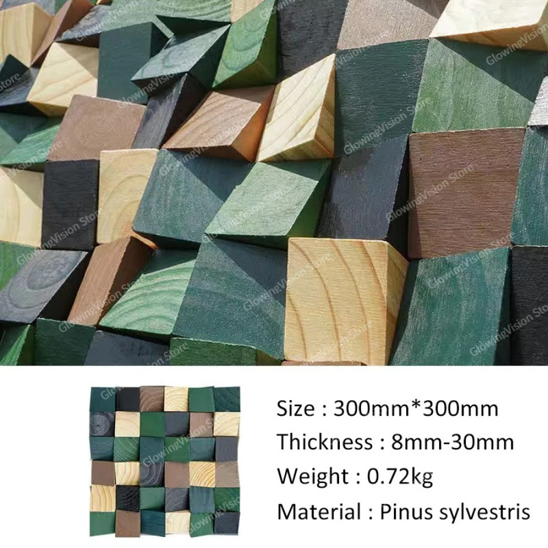 Modern 3D Wood Wall Art Handmade Mosaic Tile Acoustic Diffuser For Home Showroom Decoration 6