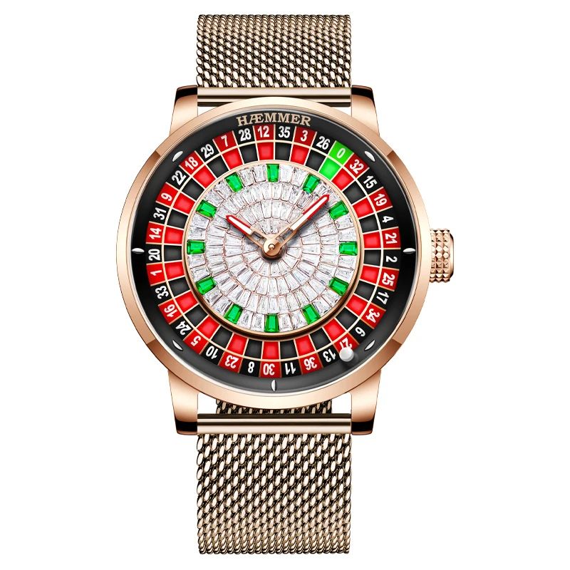High End Design Mechanical Watch Las Vegas Roulette Desktop Theme Diamond Luminous Rotating Dial Me 1