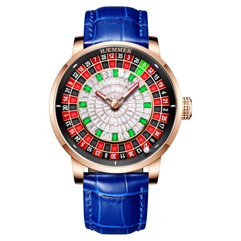 High End Design Mechanical Watch Las Vegas Roulette Desktop Theme Diamond Luminous Rotating Dial Me 3