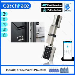 ttlock bluetooth smart cylinder lock, wifi smart security lock, app keypad code, rfid card keyless entry