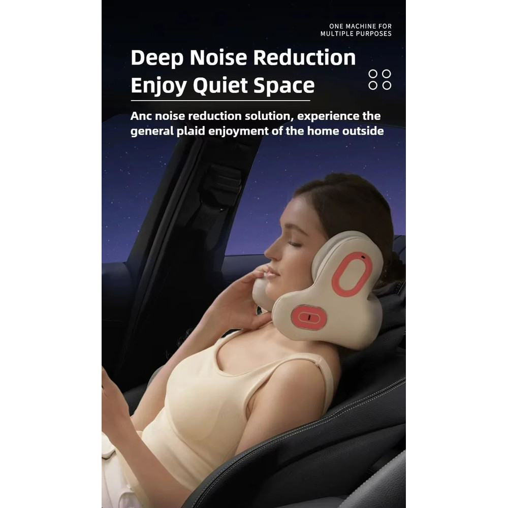 Wireless Neck Massager With Red Light Hot Compress Bluetooth Music U Shaped Sleep Relief Noise Red 1