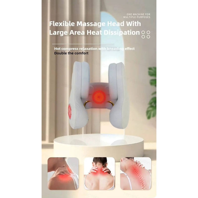 Wireless Neck Massager With Red Light Hot Compress Bluetooth Music U Shaped Sleep Relief Noise Red 3