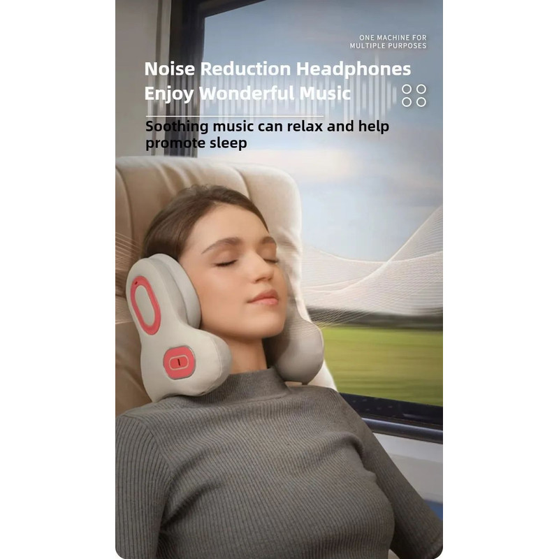 Wireless Neck Massager With Red Light Hot Compress Bluetooth Music U Shaped Sleep Relief Noise Red 4