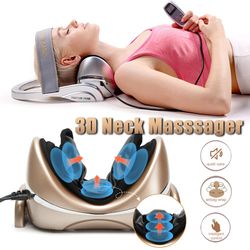 electric neck massager with vibration, heat, air compression & kneading, cervical neck stretcher pillow for pain relief