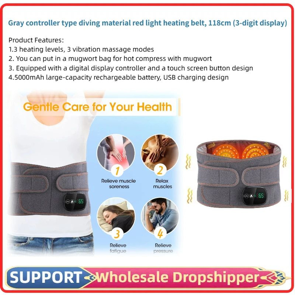 Inflatable Waist Belt Lumbar Decompression Back Brace With Heated Vibration Massage Airbag Support 8