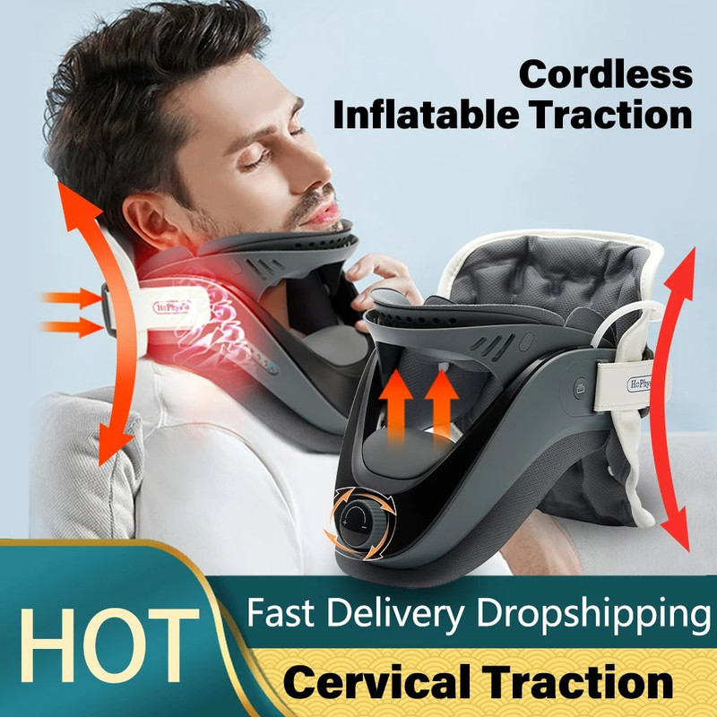 Inflatable Cervical Traction Device Neck Stretcher Posture Corrector With Adjustable Support For P 0