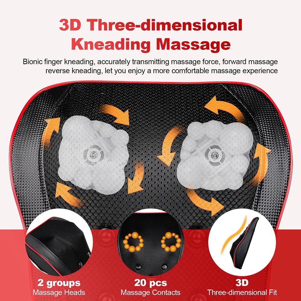 Shoulder Neck Back Massager Pillow Shiatsu Kneading Trapezius Massage With Cervical Traction For Ca 2