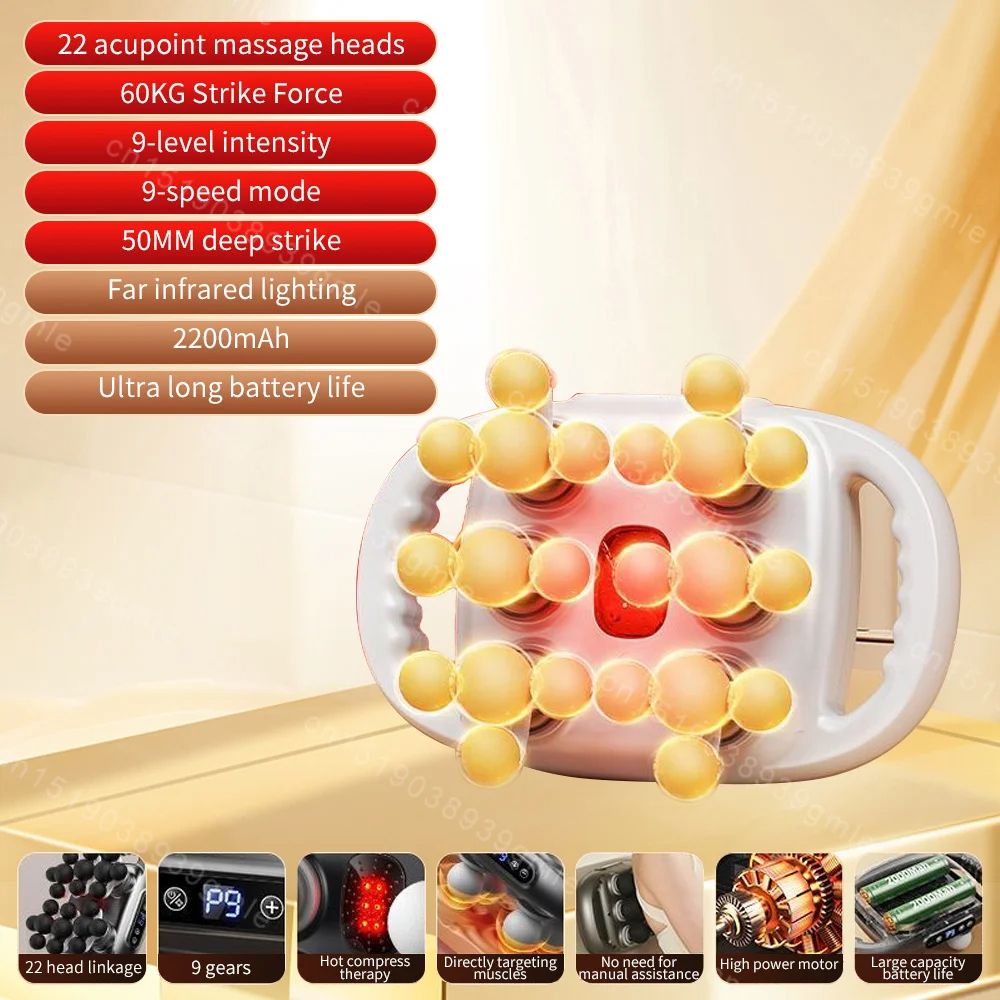 22Head Fascia Gun HighFrequency Vibration Body Massage Gun For Back Waist Neck Shoulder Deep Muscle 7