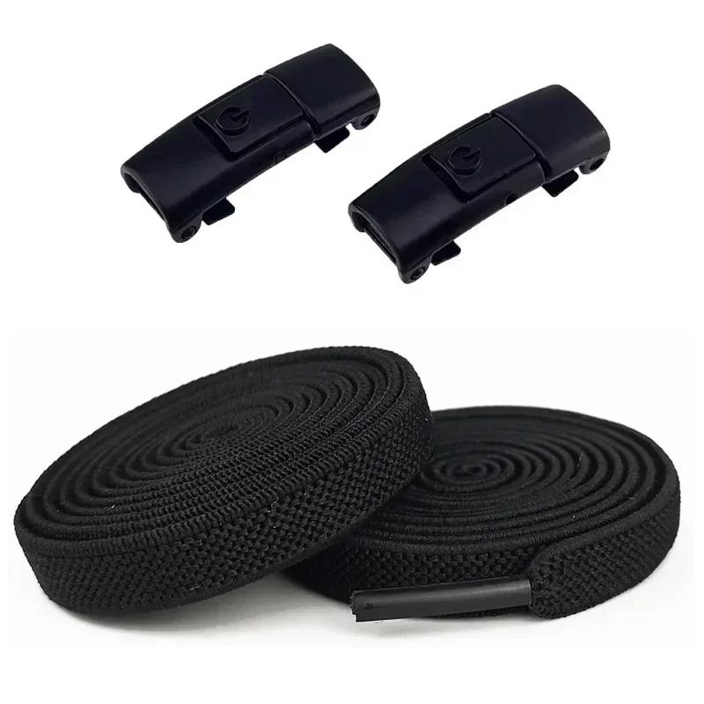 2Pairs Tie Shoe Laces Elastic Laces With Press Lock Widened Flat Shoelaces For Sneakers Kids Adult 6