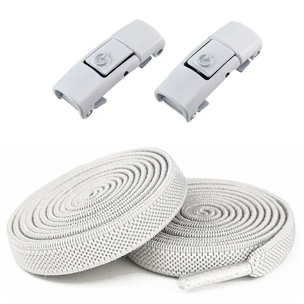 2Pairs Tie Shoe Laces Elastic Laces With Press Lock Widened Flat Shoelaces For Sneakers Kids Adult 10