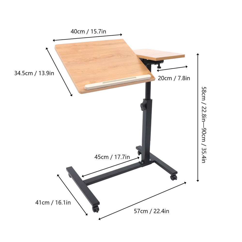 Adjustable Laptop Desk Mobile Stand Home Office Tray Rolling Study Table Computer Workstation 4