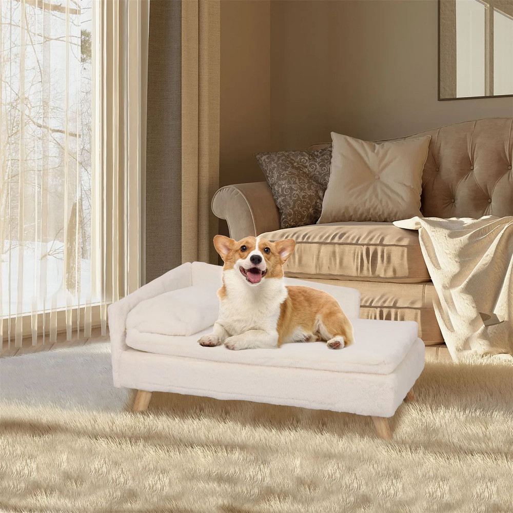 Elevated Pet Bed Sofa Nordic Pet Stool Bed With Cozy Pad Waterproof Pet Sofa Bed With Sturdy Wood L