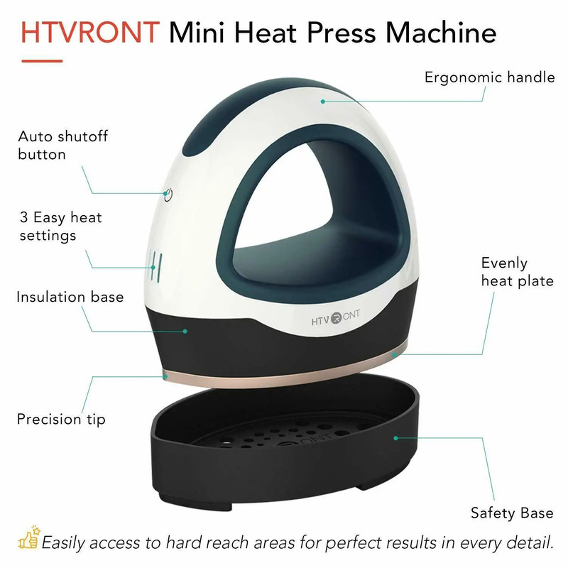 MINI Heat Press Machine Portable Easy Press Iron For HTV Vinyls Cricut DIY T Shirts Clothes Bags Ha 4